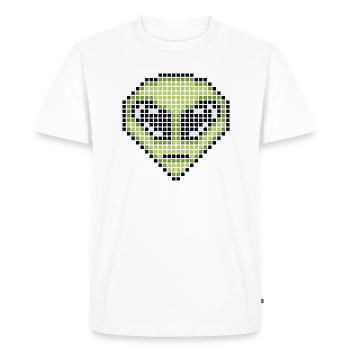 pixel art alien - Men's Premium Organic T-Shirt - white - Front - Nico (187cm)