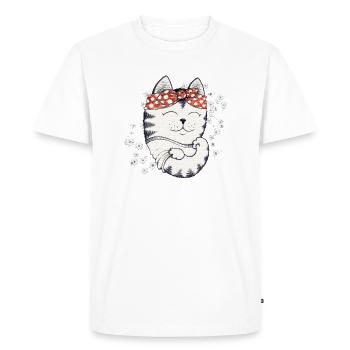 Flower Power Cat - Men's Premium Organic T-Shirt - white - Front - Nico (187cm)