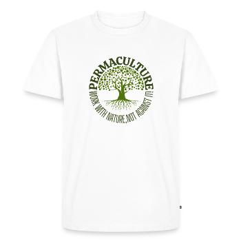 PERMACULTURE work with nature , not against it - Men's Premium Organic T-Shirt - white - Front - Nico (187cm)
