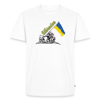 lever du drapeau ukraine - T-shirt Premium bio Homme - blanc - Devant - Nico (187cm)