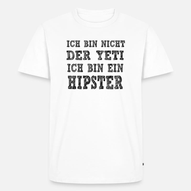 Hipster YETI - Männer Premium Bio T-Shirt - Weiß
