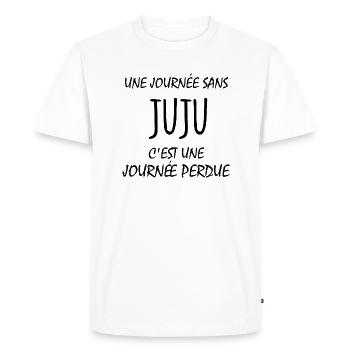 Une journée sans Juju c'est une journée perdue - T-shirt Premium bio Homme - blanc - Devant - Nico (187cm)
