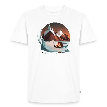 Camping dans les montagnes autour du feu de camp - T-shirt Premium bio Homme - blanc - Devant - Nico (187cm)