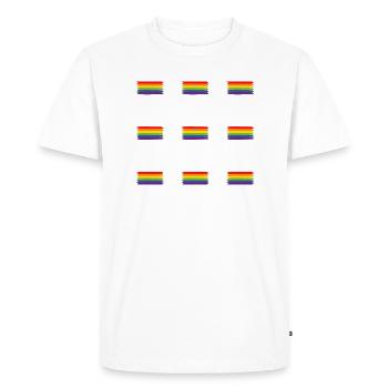 RAINBOW FLAG brush strokes design - Men's Premium Organic T-Shirt - white - Front - Nico (187cm)