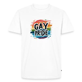 Gay Pride - LGBTQIA+ - LGBT - T-shirt Premium bio Homme - blanc - Devant - Nico (187cm)