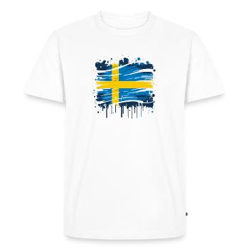 Sverige Suède Drapeau Schweden Flagge - T-shirt Premium bio Homme - blanc - Devant - Nico (187cm)