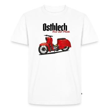Schwalbe (rot / Ostblech) // Illustration - Männer Premium Bio T-Shirt - Weiß - Vorne - Nico (187cm)