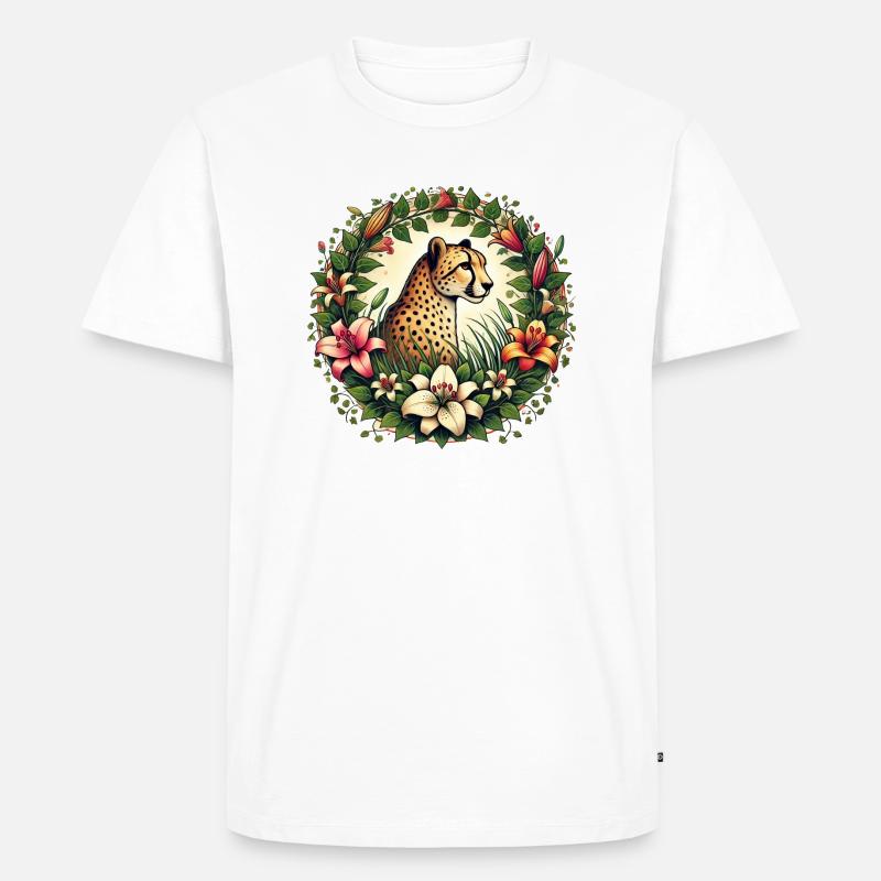 Gepard - Männer Premium Bio T-Shirt - Weiß