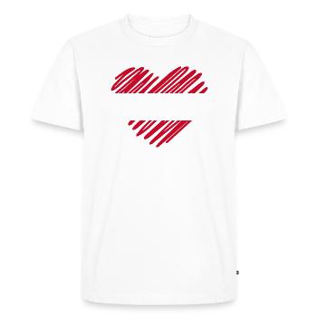 Peru Flag Heart Design, I love Peru, Peruvian Flag - Men's Premium Organic T-Shirt - white - Front - Nico (187cm)