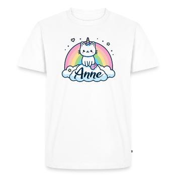 Anne Nom Prénom Licorne Chat - T-shirt Premium bio Homme - blanc - Devant - Nico (187cm)