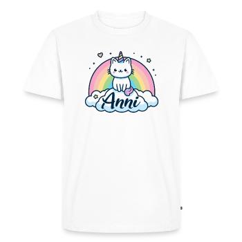 Anni Last name First name Unicorn cat - Men's Premium Organic T-Shirt - white - Front - Nico (187cm)