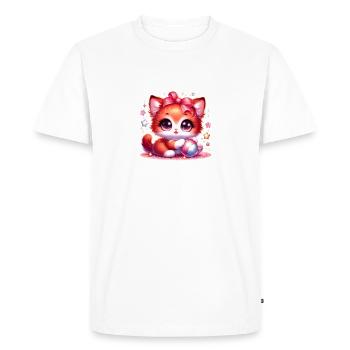 Kawaï Chaton joueur - T-shirt Premium bio Homme - blanc - Devant - Nico (187cm)