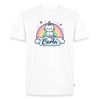 Carla Nom Prénom Licorne Chat - T-shirt Premium bio Homme - blanc - Devant - Nico (187cm)