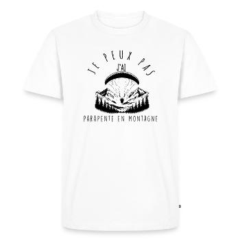 Je peux pas, j'ai Parapente en montagne - T-shirt Premium bio Homme - blanc - Devant - Nico (187cm)