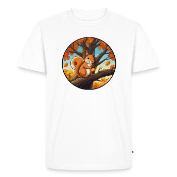 Squirrel with an acorn in the tree - Men's Premium Organic T-Shirt - white - Front - Nico (187cm)