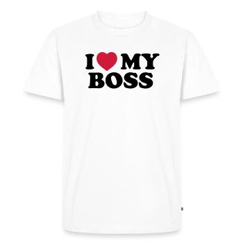 I love my boss - T-shirt Premium bio Homme - blanc - Devant - Nico (187cm)