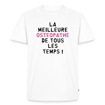 Ostéopathe / Ostéopathie / Masseur / Kiné / Ostéo - T-shirt Premium bio Homme - blanc - Devant - Nico (187cm)