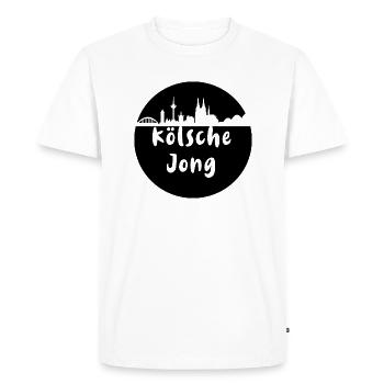cologne, kölsche jong, silhouette, ligne d'horizon, noir - T-shirt Premium bio Homme - blanc - Devant - Nico (187cm)