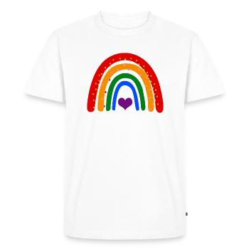 Drapeau Lgbt arc-en-ciel - T-shirt Premium bio Homme - blanc - Devant - Nico (187cm)