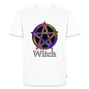 Pentagramme avec inscription Witch - T-shirt Premium bio Homme - blanc - Devant - Nico (187cm)