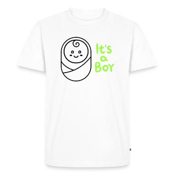 c’est un garçon est un garçon enceinte - T-shirt Premium bio Homme - blanc - Devant - Nico (187cm)