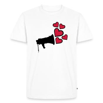 Dear Megafon Heart Design - Men's Premium Organic T-Shirt - white - Front - Nico (187cm)