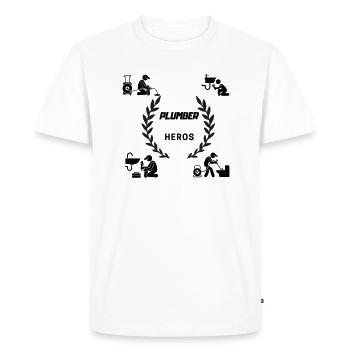 Plumbers We are heroes black font - Men's Premium Organic T-Shirt - white - Front - Nico (187cm)