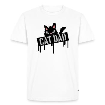 Logo du timbre Du Père Chat - T-shirt Premium bio Homme - blanc - Devant - Nico (187cm)