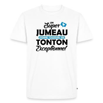 super jumeau - tonton exceptionnel / futur tonton - T-shirt Premium bio Homme - blanc - Devant - Nico (187cm)