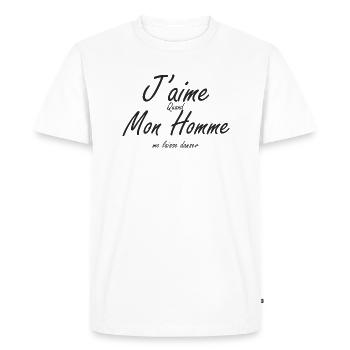 J'aime quand mon homme me laisse danser - T-shirt Premium bio Homme - blanc - Devant - Nico (187cm)