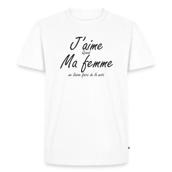 J'aime quand ma femme me laisse faire de la moto - T-shirt Premium bio Homme - blanc - Devant - Nico (187cm)
