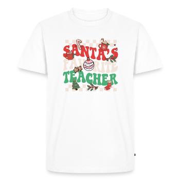 Père Noël préféré enseignant mignon Groovy fille de Noël - T-shirt Premium bio Homme - blanc - Devant - Nico (187cm)