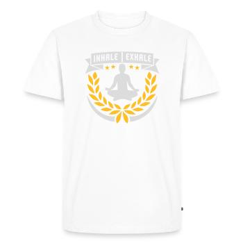 Inspirez expirez Yoga citation - T-shirt Premium bio Homme - blanc - Devant - Nico (187cm)