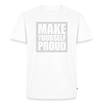 Faites-vous fier de la citation - T-shirt Premium bio Homme - blanc - Devant - Nico (187cm)