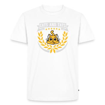 Citation de chats et de tats - T-shirt Premium bio Homme - blanc - Devant - Nico (187cm)