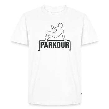 freerunning cityparkour PARKOUR-vie - T-shirt Premium bio Homme - blanc - Devant - Nico (187cm)