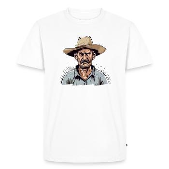 Angry Peasant No. 1 - Men's Premium Organic T-Shirt - white - Front - Nico (187cm)