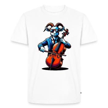 Cool Goat Jouant Violoncelle Musique Band Orchestre - T-shirt Premium bio Homme - blanc - Devant - Nico (187cm)