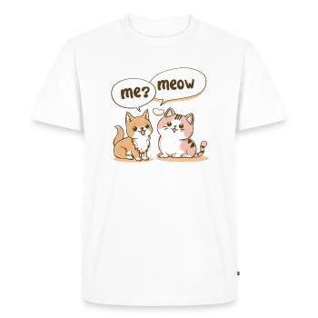 Cat parle au chien, mais il ne comprend rien - T-shirt Premium bio Homme - blanc - Devant - Nico (187cm)