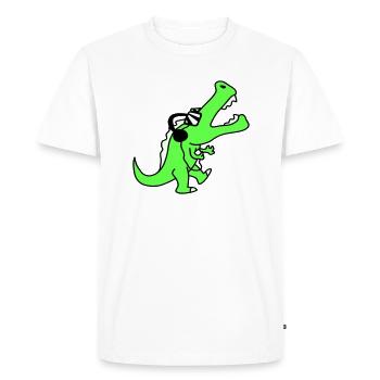 Crocodile DJ Cool Dino Party Club Music Listening Fun - Men's Premium Organic T-Shirt - white - Front - Nico (187cm)