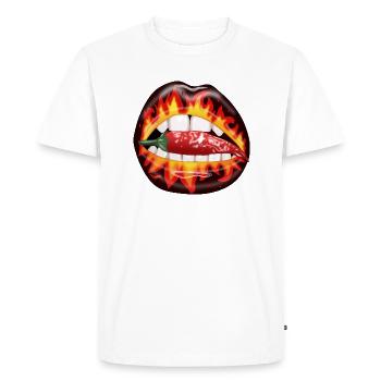 Pepperoni en bouche - T-shirt Premium bio Homme - blanc - Devant - Nico (187cm)