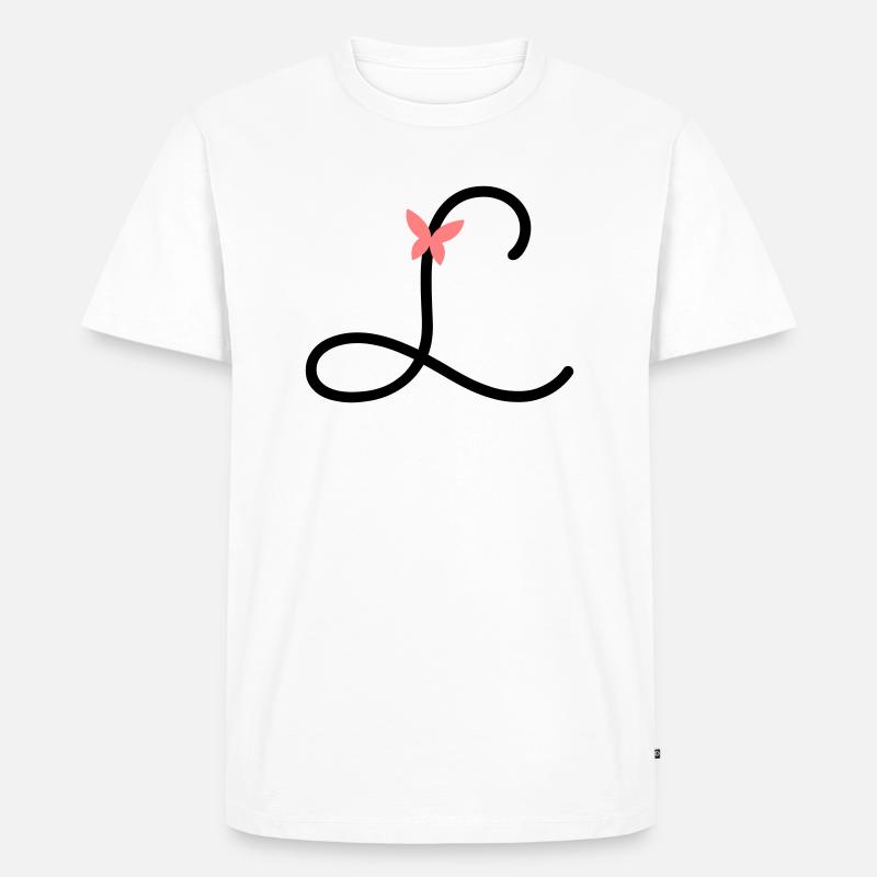 Buchstabe L Schmetterlingsbuchstabe - Männer Premium Bio T-Shirt - Weiß