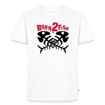 fish_born_to_fish_dx2 - T-shirt Premium bio Homme - blanc - Devant - Nico (187cm)