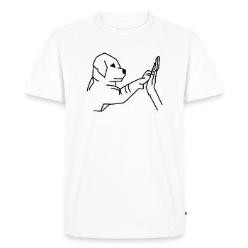 Chien homme poignée de main - T-shirt Premium bio Homme - blanc - Devant - Nico (187cm)