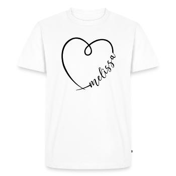 Melissa Nom Prénom Dessin du cœur - T-shirt Premium bio Homme - blanc - Devant - Nico (187cm)