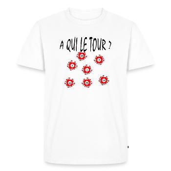 Corona A QUI LE TOUR - T-shirt Premium bio Homme - blanc - Devant - Nico (187cm)