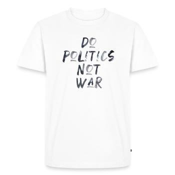 Poitik no war Anglais écriture de paix - T-shirt Premium bio Homme - blanc - Devant - Nico (187cm)