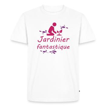 Tshirt homme Jardinier fantastique - T-shirt Premium bio Homme - blanc - Devant - Nico (187cm)