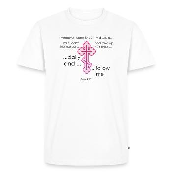 Luke 9:23 - Luke 9:23 - Men's Premium Organic T-Shirt - white - Front - Nico (187cm)