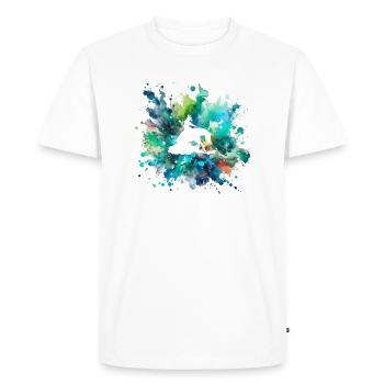 Splash of color with pure cut out blue green - Men's Premium Organic T-Shirt - white - Front - Nico (187cm)